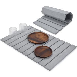 Large Stone Dish Drying Mat for Kitchen Counter, 24"16", Collapsible Quick Dry Dish Drying Mat, Ultra Absorbent Diatomaceous Earth Mats for Dishes Bottles Cups, Match Any Countertop - Grey