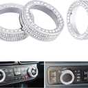 1797 Car Bling Accessories fit for Ford Maverick 2022 2023 2024 Interior AC Air Conditioning Headlight Knob Covers Metal Crystal Decoration Pack of 3