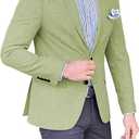 Mens Linen Suit Jackets Casual Two Button Slim Fit Blazers Suit Sport Coats for Wedding Prom Party, Size L