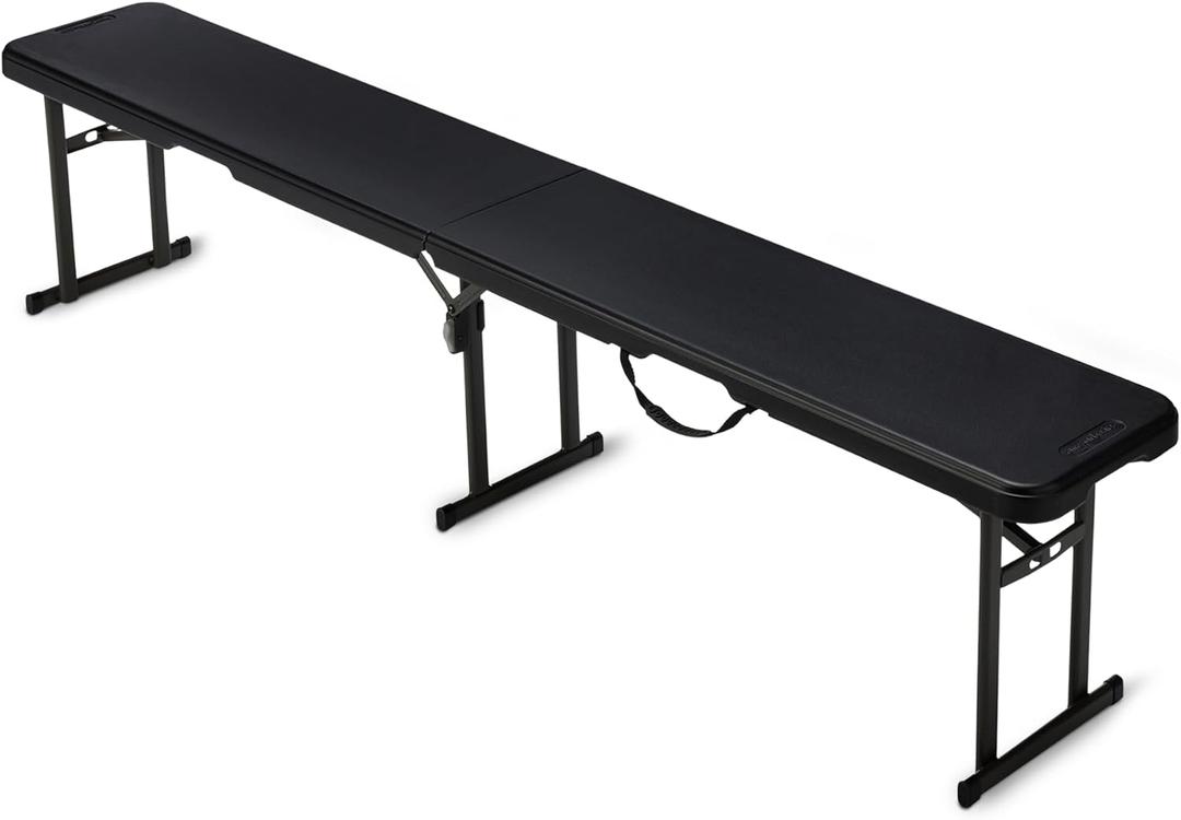 Amazon Basics 6ft Folding Bench for Indoor & Outdoor Use with Carrying Handle, Black, Large