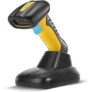 NETUM Upgraded QR Industrial Bluetooth Barcode Scanner with Charging Dock, Wireless 2D 1D Bar Code Reader 2600mAh Drop Protection Shock Dust Proof Hands Free for Windows Mac Android iOS (NT-1200) (NT-1200)