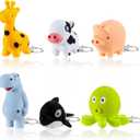 Kenning 6 Pieces Animal Flashlight Keychain Mini Pediatric Nurse Flashlight Badge Reel Pediatric Pen Lights Keychain for Nursing Staff Urgent Care
