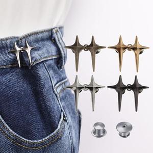 Pant Waist Tightener Adjustable Jeans Button Pin for Waist Pants Clips to Tighten Waist No Sew Detachable Make Jeans Waist Smaller Set of 4 Jean Buttons for Loose Jeans Instant Pants Button Tightener