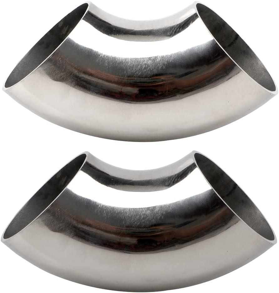 Stainless 4 Inch 90 Mandrel Bend Elbow, SS304 Stainless Steel Bend Tube 90 Degree Exhaust Elbow Pipe - Thickness 16GA/.065" for Car Modified Exhaust System, Stair Handrail (2 pcs)
