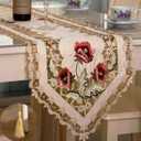 LeLehome 15 Inch X 96 Inch Classic Table Runner, Floral Lace Beige Rose Flowers Embroidered Dresser Scarf Table Top Home Dining Decoration - Rufous Flower
