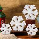 GengGeng 4PCS Winter Wonderland Snowflake Ornament Christmas Wooden Farmhouse White Snowflake Display Decor Photo Props Fireplace Winter Table Decor Signs (Triangle Snowflakes, 4)