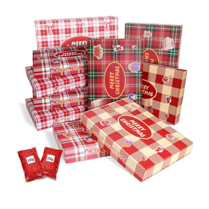 Tlenpo 16 Pack Christmas Gift Boxes with Lids for Gifts Bulk, Raffia Paper Shreds, 13" x 9.1" x 2" Large christmas Gift Boxes for Clothes, Robes, Sweater, Shirt, Xmas Holiday Present, 4 Designs