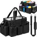 Cleaning Caddy Bag, Cleaning Supplies Organizer for Housekeepers, Housekeeping Caddy with Handle and Detachable Padded Cushion, Black