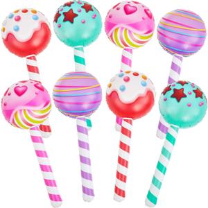 Poen 8 Pcs Large Inflatable Lollipop 29.53 Inch Candy Birthday Party Decorations Inflatable Giant Lollipop Prop Candy Shape Balloons for Themed Party Favors(Cute)