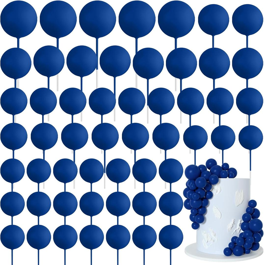 75 Pieces Royal Blue Cake Balls Topper Decorations Foam Cupcake Topper Mini Balloon Cake Topper Balls Cake Picks for Cake Deco Birthday Party Wedding