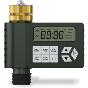 Hose Faucet Water Timer for Outdoor Garden with Brass Inlet, Ortis Programmable Sprinkler Timer with Rain Delay/Manual/Automatic Mode, IP67 Leak-Proof Design for Lawn Yard, 1 Outlet