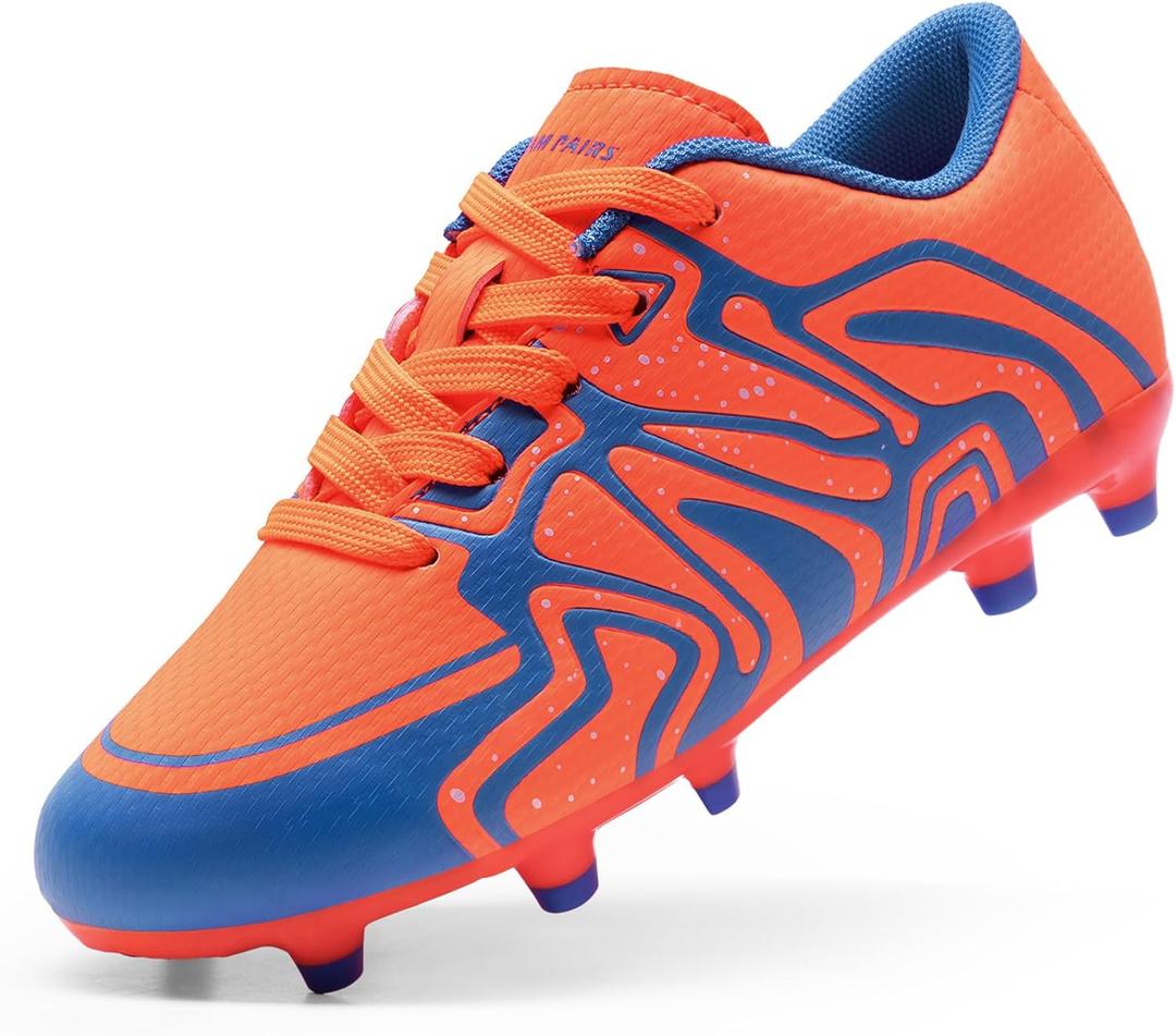 DREAM PAIRS Boys Girls Soccer Cleats Youth Firm Groud Baseball Cleats Sport Athletic Outdoor Trainning Football Shoes for Little/Big Kid (Orange) 11