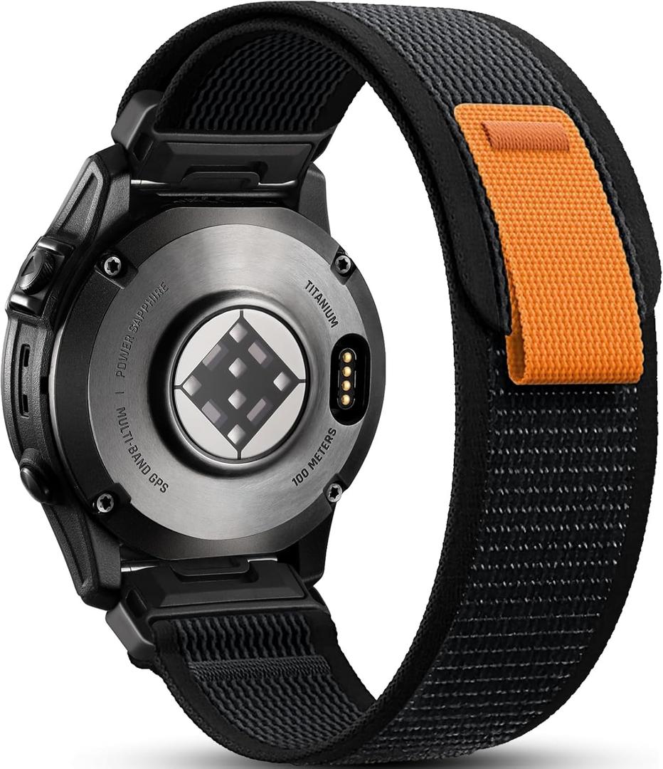Compatible with Garmin Fenix 7 Pro/7/6/6 Pro/5/5 Plus, Size: 22mm Only, Quickfit Nylon Sport Replacement Watch Bands Compatible with Forerunner (Black)