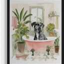 Great Dane in Bathtub Wall Art Poster Print, Animal Bathtub Restroom Wall Art Painting for Bathroom Decor Gallery Gallery 30 (Great Dane in Bathtub, 14" L x 11" W, Black Frame)