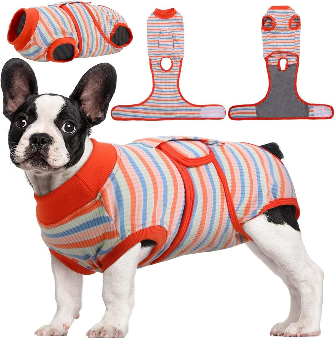 Kuoser Recovery Suit for Dogs Cats After Surgery, Professional Pet Recovery Shirt Dog Abdominal Wounds Bandages, Substitute E-Collar & Cone,Prevent Licking Dog Onesies Pet Surgery Recovery Suit (S (Back:11.4-13.4'', Weight:7-15 LB))