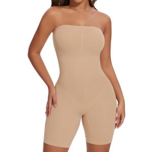 SHAPERIN Strapless Shapewear Bodysuit for Women Tummy Control Full Body Shaper with Removable Straps (X-Large, Built in Bra-nude)