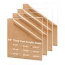 KINLINK 12x12 Plexiglass Sheets 1/8 inch-3mm Clear Acrylic Sheets, Clear Plastic Board Polycarbonate Sheet for DIY Project, Craft, Picture Frames, Acrylic Sign, Weding Invitaton, 4 Pack
