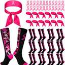Christmas Football Socks Pink Ribbon Stickers Sports Headbands for Women Youth Running Tennis Yoga Sports