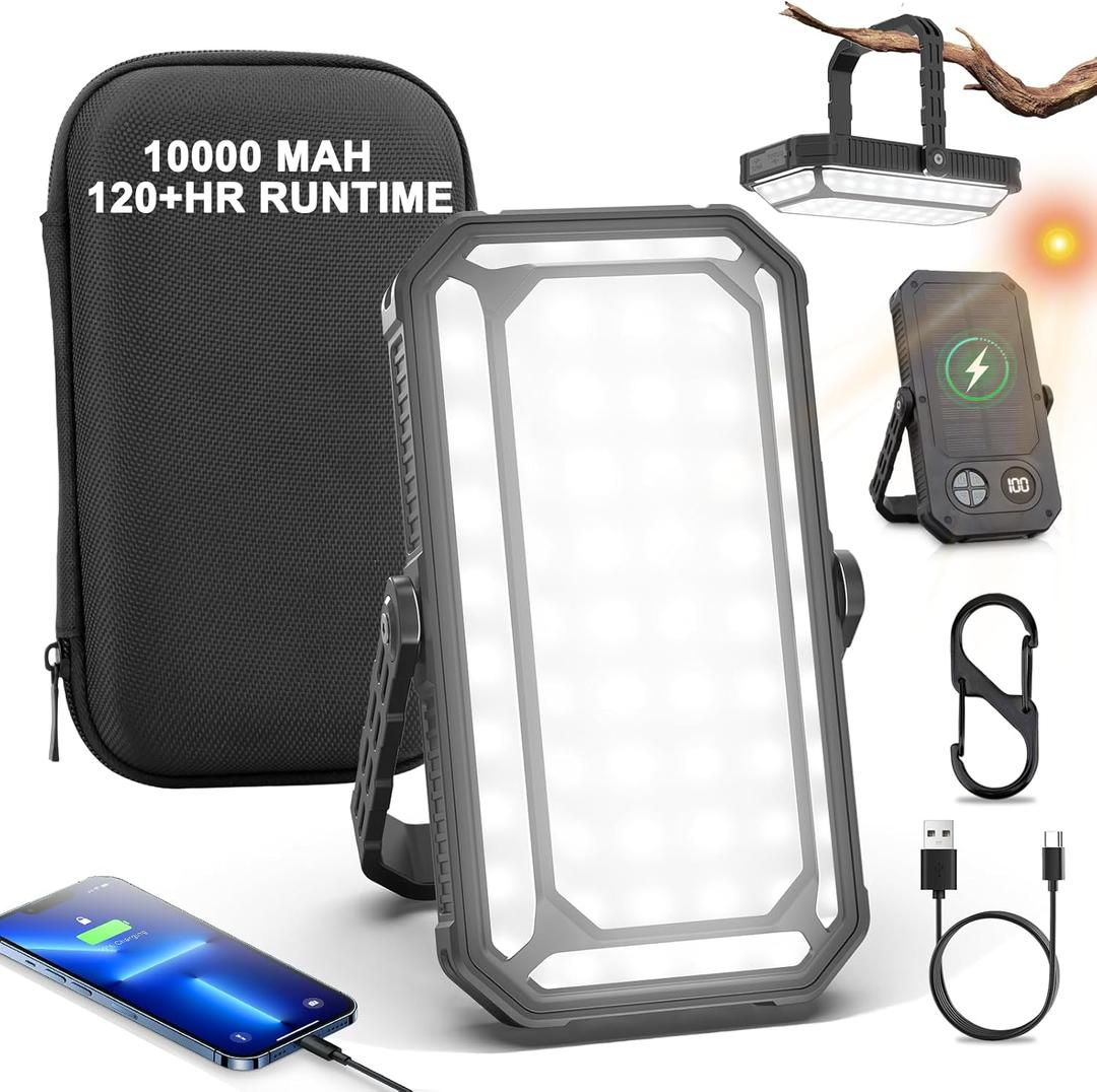Camping Lantern LED Rechargeable - up to 120+ Hours, 10000mAh Portable Camping Lights with Redlight &12 Light Modes, LCD Display, Dimmable, Waterproof, Camping Lantern for Power Outages, Hurricane (1PCS)