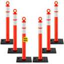 HiGiant 42 Inch Traffic Delineator Posts 6 Pack, Tall Traffic Cones with Base for Drivers Training, Parking lot