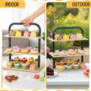 Wenqik 2 Sets Cupcake Stand Set for 136 Cupcakes 3 Tier Wood Risers Cupcake Stand Large Dessert Tray Wood Metal Tower Display Tiered Tray for Dessert Table for Party Wedding Birthday
