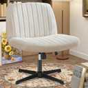 OLIXIS Criss Cross Chairs Legged Armless No Wheels Wide Seat Height Adjustable Swivel Rolling Padded Fabric Home Office Desk Seating for Bedroom, Student, Study Room (Creamy Beige)