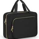 Wedama Toiletry Bag for Women, Large Cosmetic Travel Bag, Hanging Toiletry Bag for Bathroom, Thickened PVC Waterproof Makeup Bag, Toiletries Bag for Travel Business Trips and Camping, Black