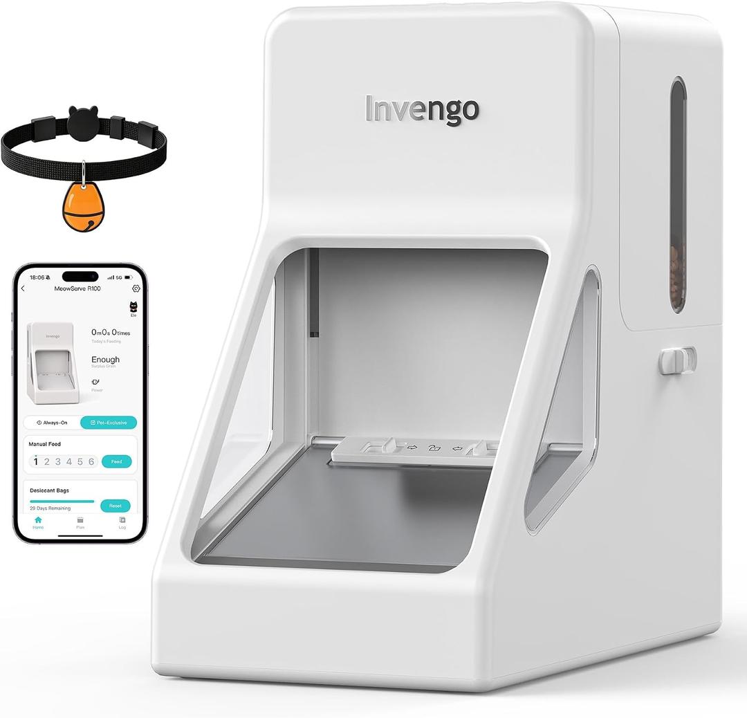Invengo RFID Automatic Cat Feeder, Microchip & RFID Tag Compatible
APP Control, Cat Recognition, Stop Food Theft, Diet Tracking for Multi-Pet Homes and Different Diets