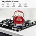 Tea Kettle, Stovetop Whistling Teapot, Stainless Steel, Red, 3.0-Quart