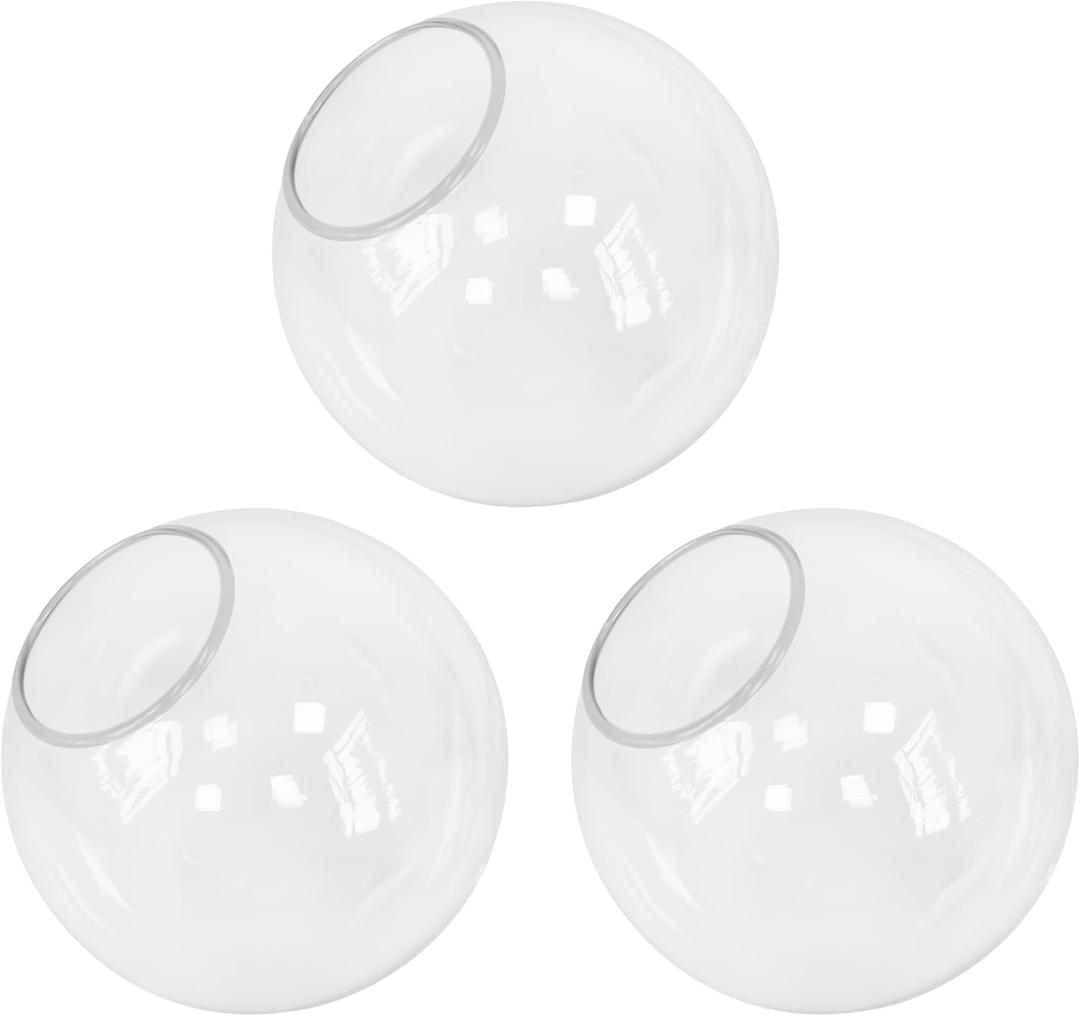 KoKo&Yukina 6 Inch 3 Pack Clear Glass Globes Shade Replacement Glass Shades - 2.67" Fitter Opening - Lighting Fixture Replacement