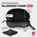 NoCry Water Resistant Safety Glasses Case with Clip - Heavy Duty Semi Hard Large Sunglasses Holder for Men and Women with Cleaning Cloth