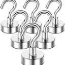 DIYMAG Hooks for Hanging String Lights, 30lbs 2025 Cruise Cabin Ship Essentials N52 Magnetic Hook Heavy Duty Strong Magnets Fridge for Classroom Beach Vacation Kitchen Grills 6 Pack Silver