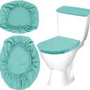 Toilet Tank Cover and Toilet Lid Cover Washable Toilet Cover Set with Elastic Bottom Soft Stretch Fabric Cover for a Lid Toilet Tank Toilet Top Cover Back of Toilet Tank Cover Replacement (Green)