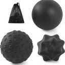 Silicone Massage Balls Set for Myofascial Release,Yoga Deep Tissue,Trigger Point Therapy & Foot Plantar Fasciitis,Muscle Soreness Massager Ball (3 Pack,Black)