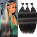 ASHINE Human Hair Bundles Straight, Unprocessed Cambodian Raw Hair Bundles for Women Natural Black 18 20 22 Inch, Keep Soft and Silky After Multiple Washes