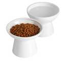LoeJan Elevated Cat Food and Water Bowls Set, Extra Wide and Raised Ceramic Feeder, Anti-Vomit Whisker-Free Pressure Feeding Bowl for Kittens Adult Small Dogs