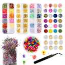 Resin Accessories Decoration Kit, CellLuck Resin Jewelry Making Kit with Dried Flowers, Foil Flakes, Glitter, Sequins, Metal Rivets, Abundant Supplies for Resin Molds, Nails Art, DIY Craft