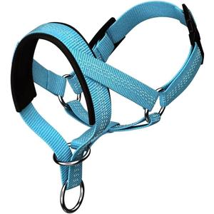 Dog Head Collar with Silk Thread, Soft and Adjustable Head Halter Collar for Small Medium Large Dogs in Striped Pattern(S,Blue)