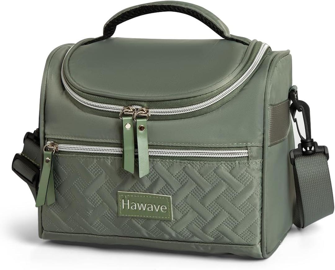 Lunch Bag for Women Men Adult Insulated Lunch Box, Leakproof Lunch Cooler Bag with Front Pocket & Adjustable Shoulder Strap, Reusable Large Lunch Tote Bag for Work Office Travel Picnic, Green