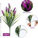 Geegoods Artificial Plants Flowers Outdoor 24 Bundles UV Resistant Faux Lavender Flowers with Monkey Grass for Garden Porch Window Patio Hanging Planter Decor