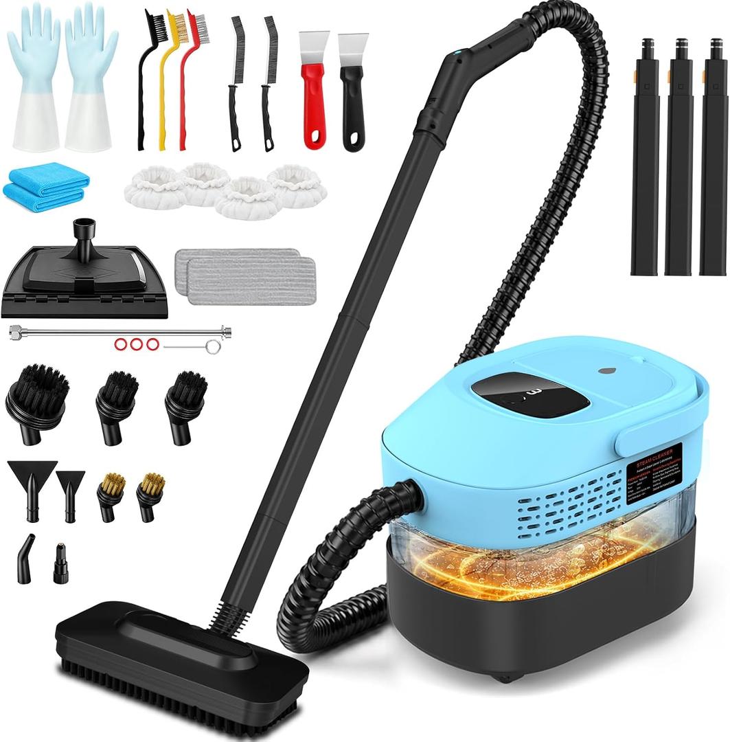 Steam Cleaner,2500W Steam Cleaner 1.6L Tank,10s Heat-Up 3-Level Handle,Handheld Steamers,Portable Steamer for Cleaning,Steamer for Cleaning,34PCS Accessories for Home Car Tile Grout Couch Grease Dirt