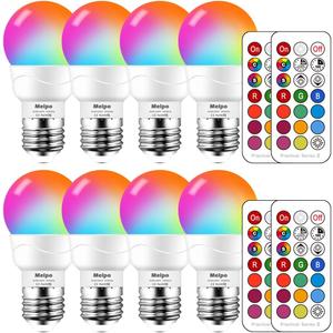 MELPO LED Color Changing Light Bulb with Remote Control, 5W 40W Equivalent, 500LM, 5700K,E26 Dimmable RGB Light Bulbs for Birthday Party/KTV Decoration/Household/Bar/Wedding (Pack of 8)