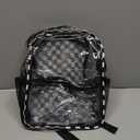 Clear Mini Backpack for Stadium Events 12x12x6 Small Transparent Backpacks Plastic See Through Clear Bag for Concerts Work Festival Security Travel (Black White -Plaid)