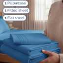 Twin Size 3 Piece Sheet Set - Comfy Breathable & Cooling Bed Sheets Set - Hotel Luxury Bedding for Women, Men, Kids, Teens, Boys & Girls - Deep Pockets, Soft and Wrinkle Free - Oeko-Tex - Denim Blue