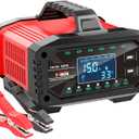YONHAN 15A Battery Charger, 12V/24V LiFePO4 & Lead Acid Car Battery Charger, 9Stage Trickle Charger with Temp Compensation, Automotive Battery Maintainer for Car Truck Motorcycle Lawn Mower Boat(Red)