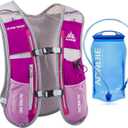 AONIJIE Hydration Vest Pack Backpack 5L Marathoner Running Race Hydration (Rose Red and 1.5L Water Bladder)