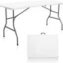 Fold in Half Folding Table 6ft, Indoor Outdoor Heavy Duty Portable Folding Plastic Table (6FT)