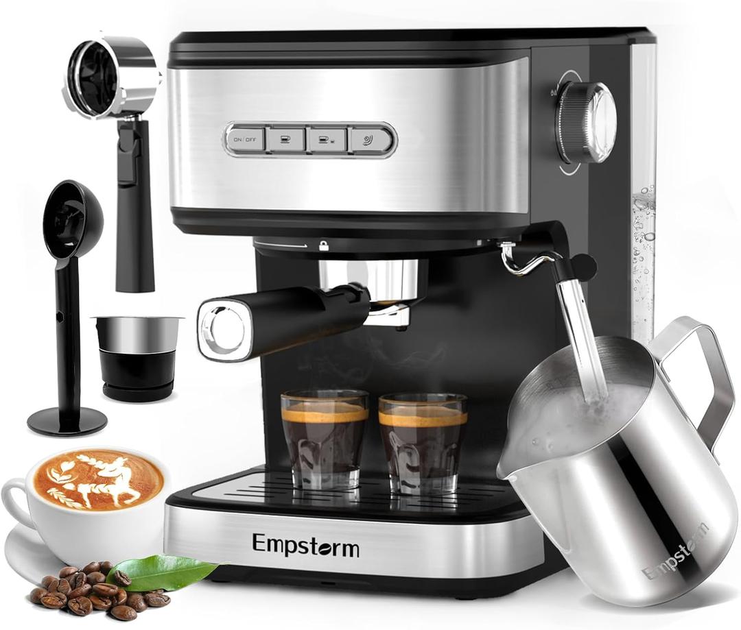 Empstorm 20 Bar Espresso Machine, Cappuccino Machines with Milk Frother Steam Wand, Latte Machine for Home & Barista, Automatic Shut-off Function