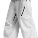 GSOU SNOW Womens Mens Snow Pants Baggy Snowboard Ski Pant Loose Waterproof Windproof Insulated (Medium, White Grey)