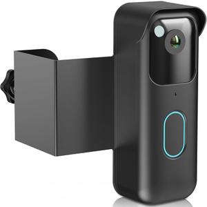 Anti-Theft Blink Doorbell Mount, Drill-Free Door Mount for Blink Video Doorbell (2nd Gen), Doorbell Bracket Holder with Rain Cover Not Block Doorbell Sensor Easy to Install for Business, Dorm, Rentals (Black)